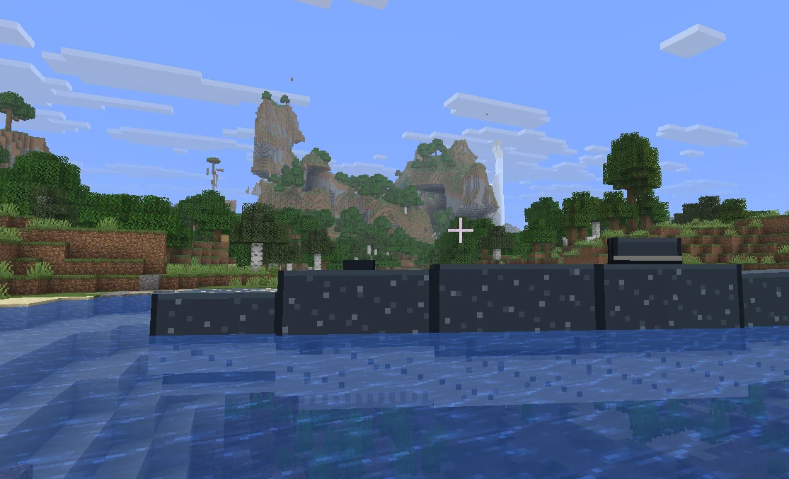 A merfolk village wall of dark stone rising from the seabed, sealed against the water
