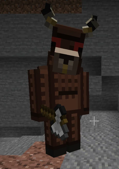 A minotaur standing in a stone corridor, axe in hand